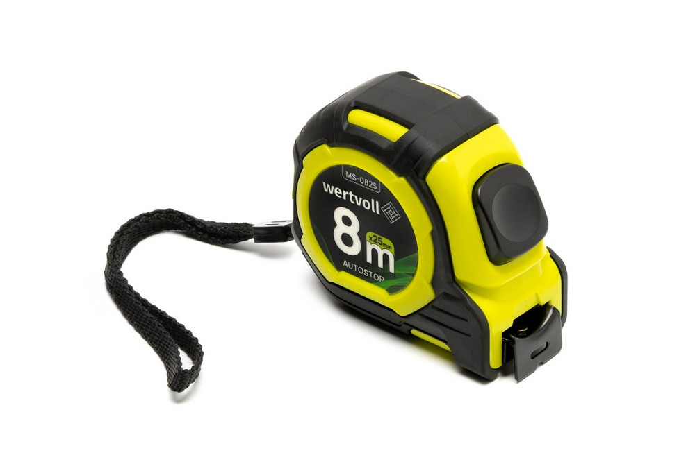WERTVOLL Рулетка WERTVOLL 8 м×25 мм дві кнопки AUTOSTOP покриття TPR нейлонове покриття протико Київ - фото 9