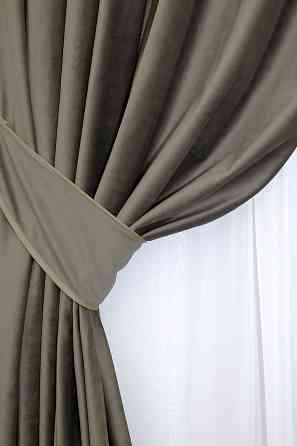 Комплект готових штор VR-Textil Оксамит (бархат) Kadife № 1130ш болотний 200х270 см 2 шт (32-031) Київ