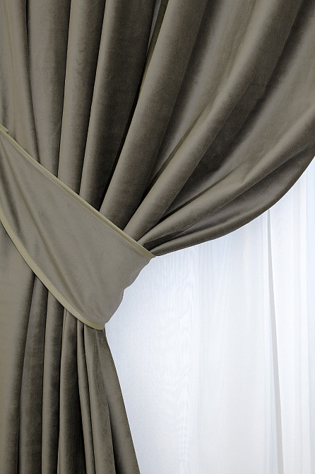 Комплект готових штор VR-Textil Оксамит (бархат) Kadife № 1130ш болотний 200х270 см 2 шт (32-031) Київ - фото 3