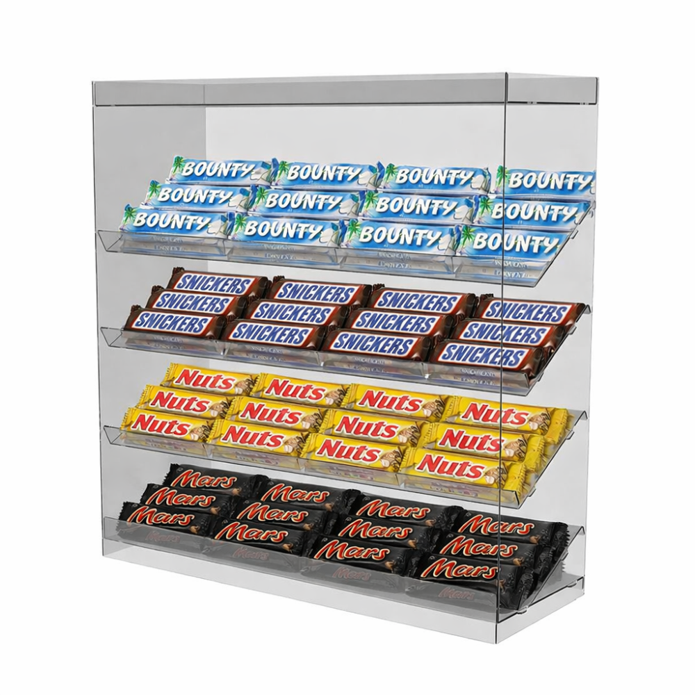 Підставка вітрина EKOSTAR під батончики настільна 4 полки 400х150х400 Київ - фото 1