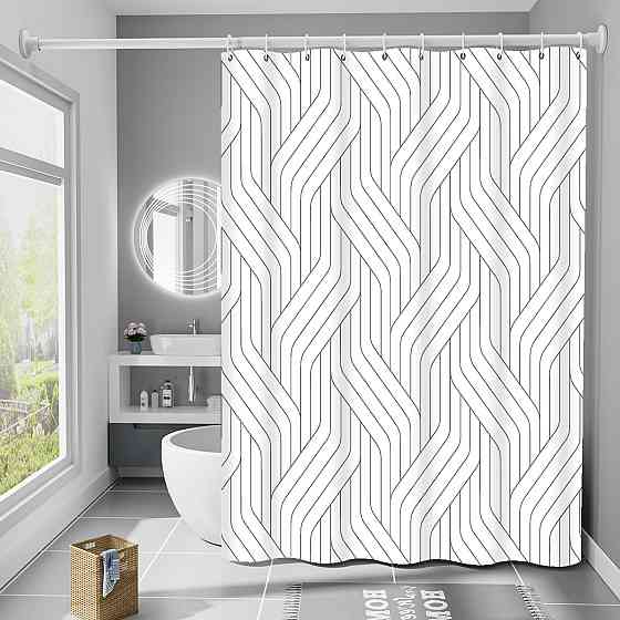 Шторка для ванны из полиэстера водонепроницаемая Bathlux 180x180 см с кольцами, занавеска для ванной комнаты Каменец-Подольский