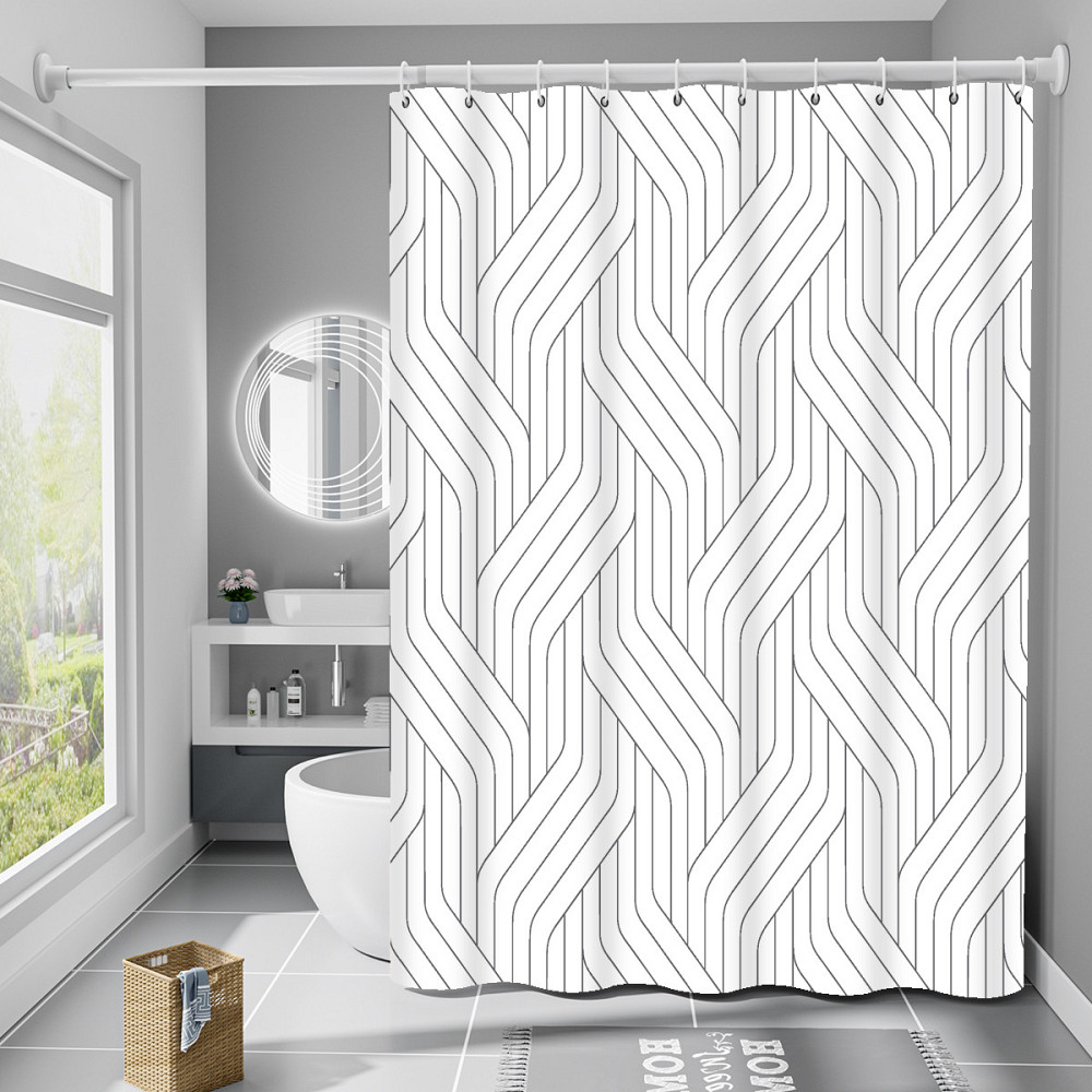 Шторка для ванны из полиэстера водонепроницаемая Bathlux 180x180 см с кольцами, занавеска для ванной комнаты Каменец-Подольский - изображение 1