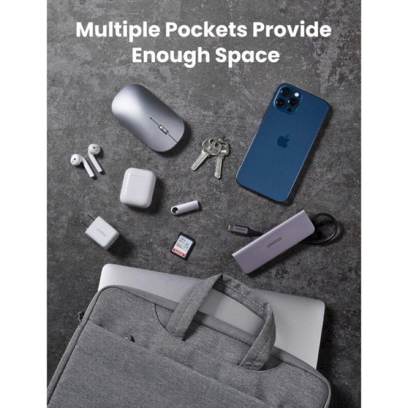 Сумка для ноутбука UGREEN 13''-13.9'' сірого кольору Київ - фото 7