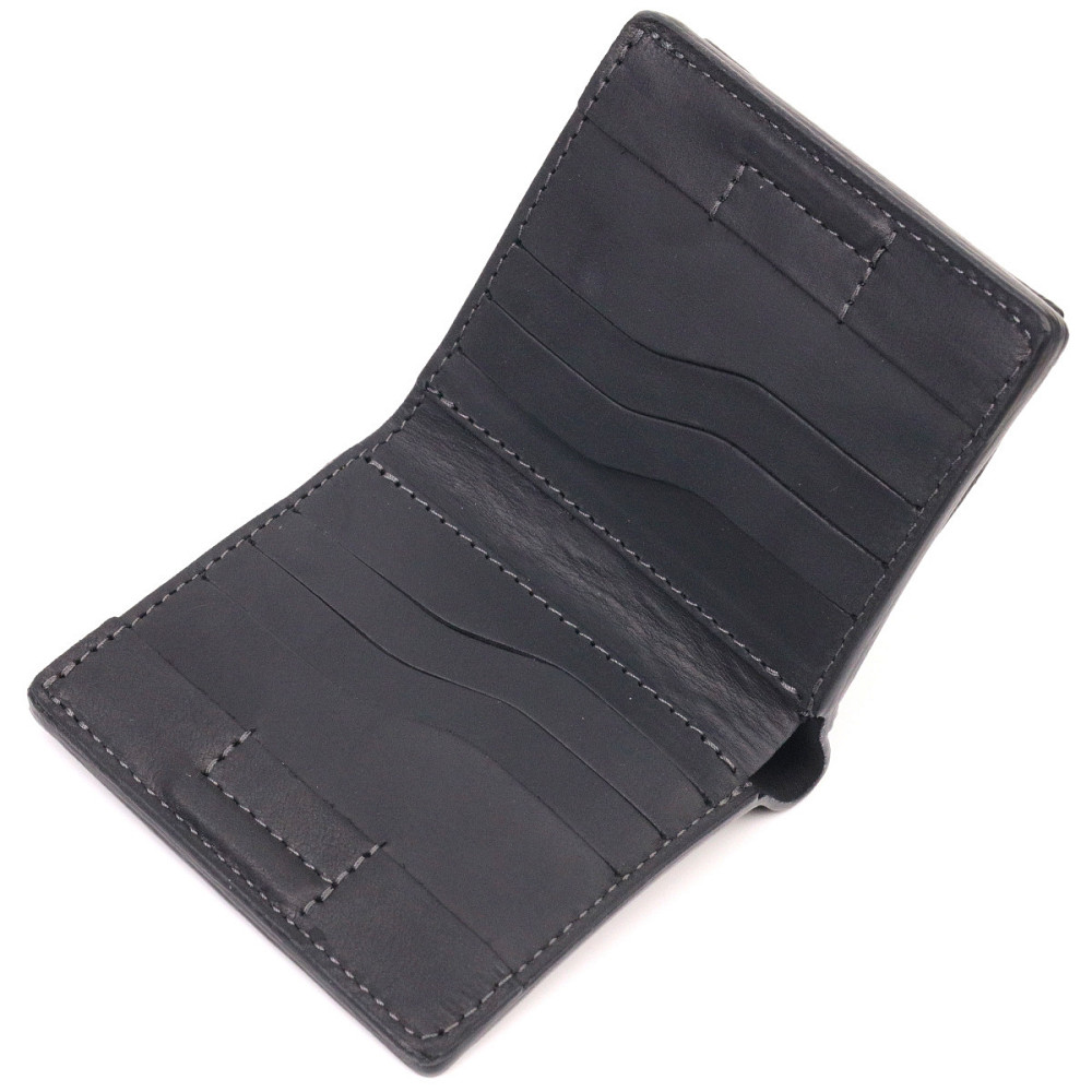 Шкіряний чоловічий гаманець з монетницею Чорний (GRANDE PELLE) Київ - фото 10