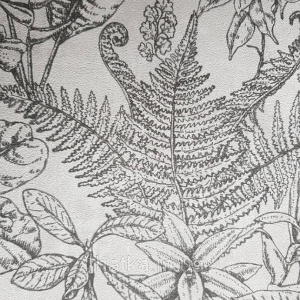 Шпалери флізелінові eco Decoprint Essentials EE22547 різні тропічні листя чорні на білому Київ - фото 4