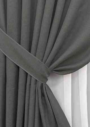 Комплект готових штор VR-Textil Льон Льон Мішковина № 1282ш Сірий 125х275 см 2 шт (39-582) Київ