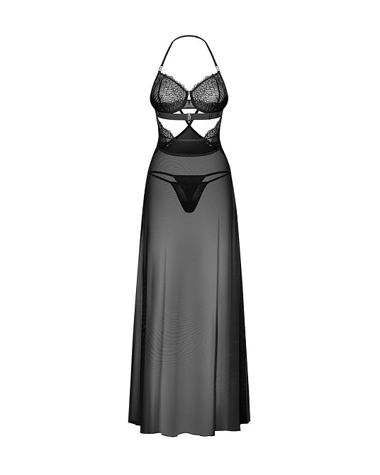 Прозора нічна сорочка з мереживом Iliosa + стрінги (S/M) Sex Aura Київ - фото 3