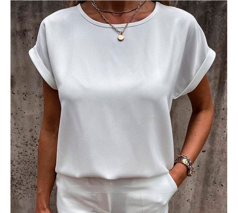 Літня блузка футболка вільного крою "Moment" оптом | Норма і батал Білий, 42-44 Київ - фото 3