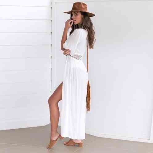 Пляжний халат середньої довжини білий Київ