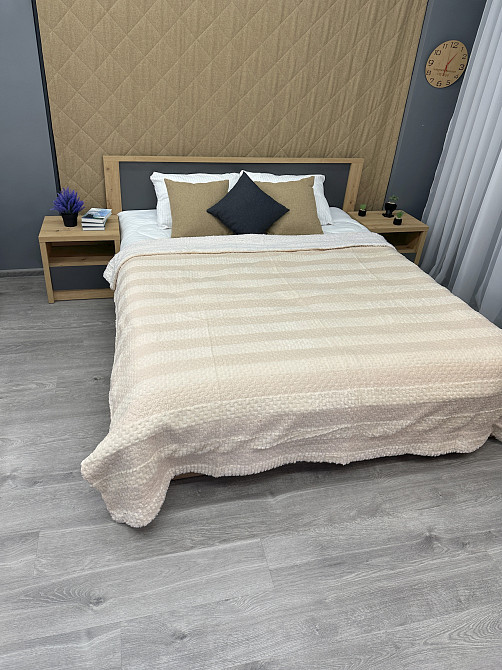 Плед 200х230 см (+-10см) Рогожка на овчині "Тедді" колір молочний (87-296) Київ - фото 5