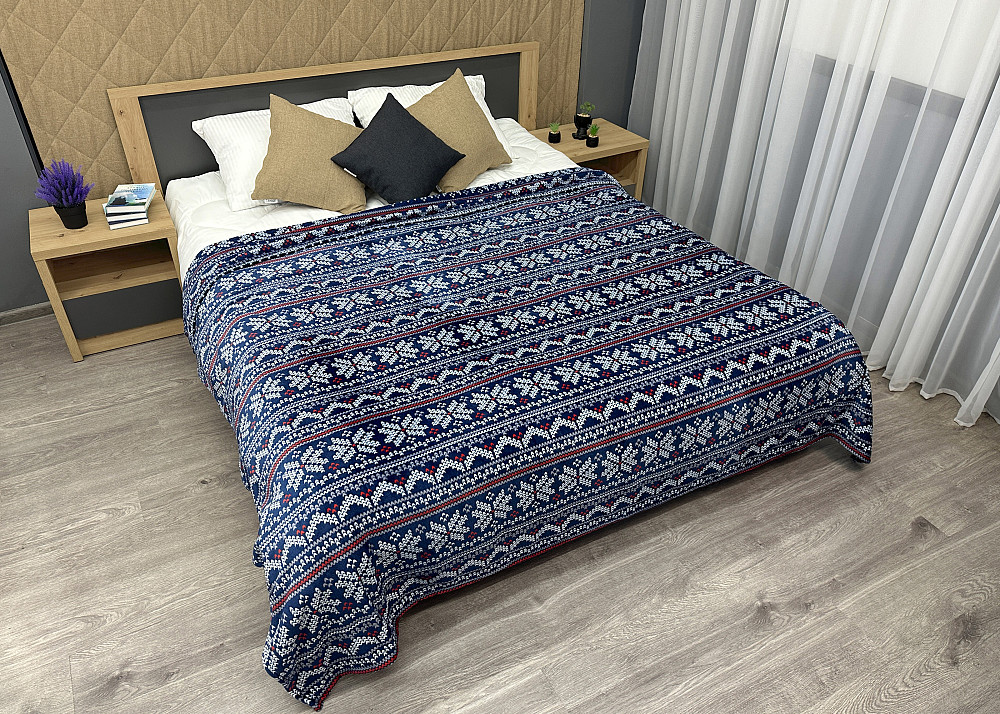 Плед-покривало Decorator WellSoft 200х220 см з різдвяним принтом Синій (87-290) Київ - фото 3