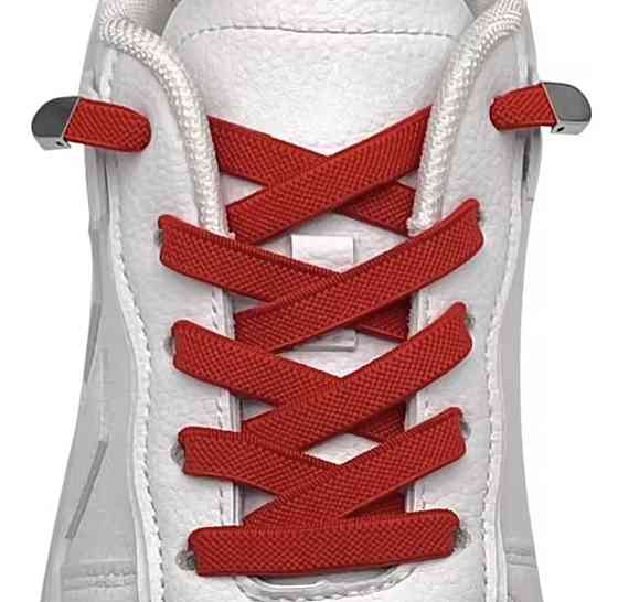 Еластичні шнурки без зав'язок з металевими фіксаторами 8 мм Червоний Сміла