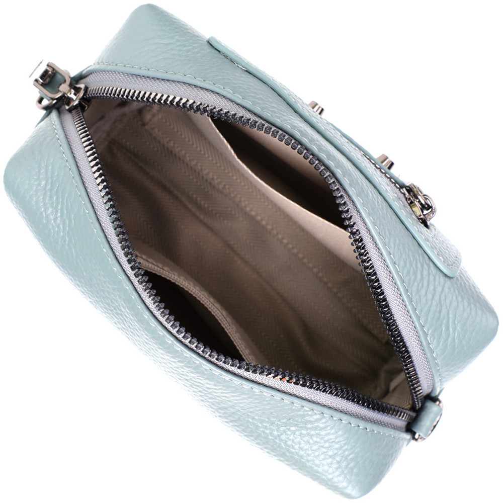 Елегантна жіноча сумка з натуральної шкіри із сучасним декором Vintage 22925 Блакитний Київ - фото 7