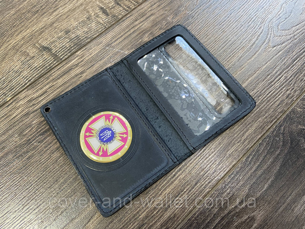 Обкладинка шкіряна ДССЗЗІ держспецзв'язок із пластиковим шевроном синього кольору Київ - фото 1