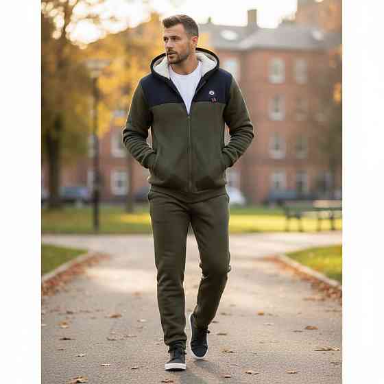 Чоловічий теплий костюм на флісі з хутром Хакі-чорний 52/54 Харків