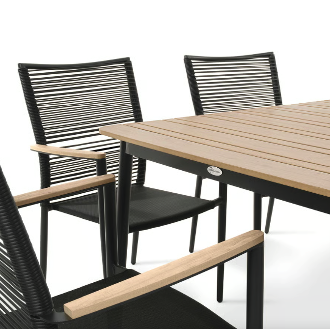 Комплект садових меблів Di Volio Breno 6+1 чорний/бежевий Киев - изображение 6