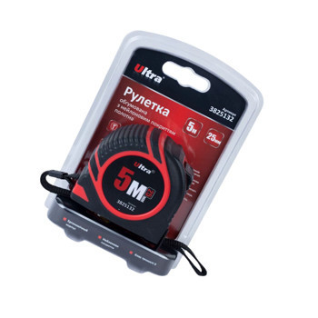 Рулетка 5м x 25мм магніт, гумова, стопор полотна Ultra Мукачево - фото 7