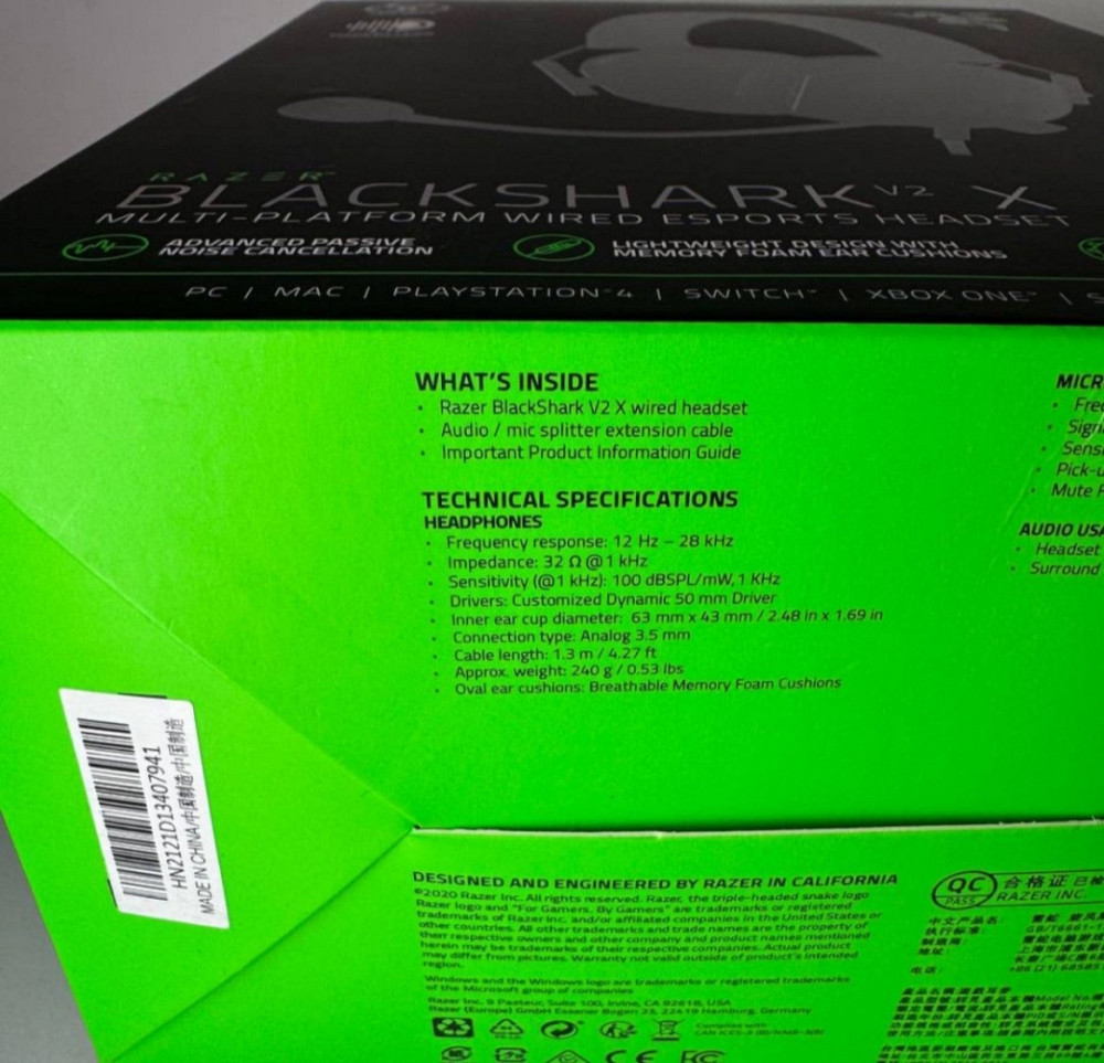 Наушники Razer Black Shark V2 X , Геймерский игровые Hyper X Logitech Киев - изображение 1