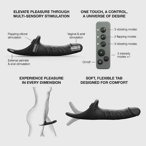 Вибронасадка для страпона с вакуумной стимуляцией Strap-On-Me Multi Orgasm Realistic Dildo XL Black Sex Aura Киев