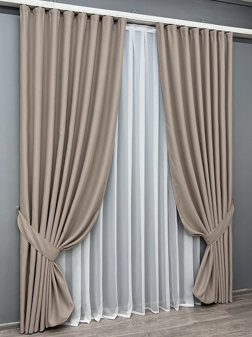 Комплект готовых штор VR-Textil Bagema Rvs № 2071ш Светлое какао 150х270 см 2 шт (33-1274) Киев - изображение 3