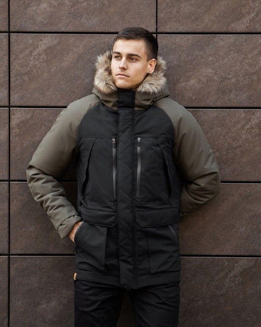 Парка мужская зимняя средняя на коттоне с капюшоном Pobedov seniora udacha Киев - изображение 1