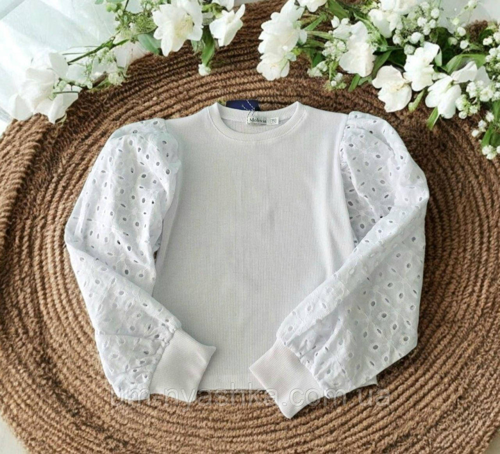 Красивая школьная блузка с длинным рукавом 128, 140, 152, 164 Кривой Рог - изображение 1