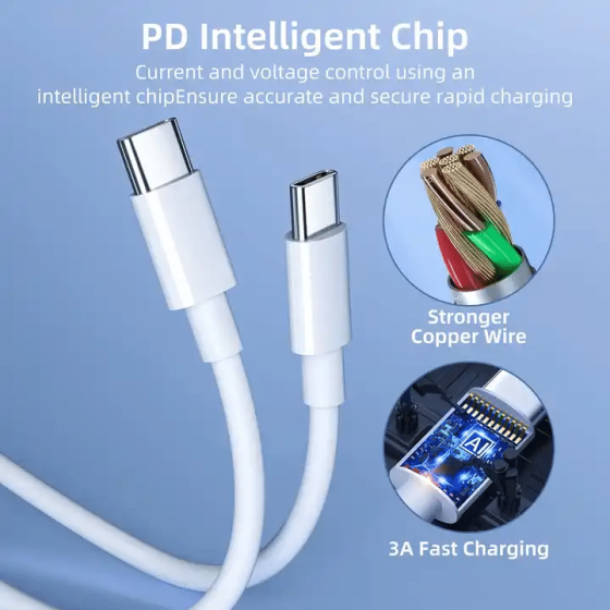 Кабель Type-C to Type-C 60W, 2 м, білий Киев