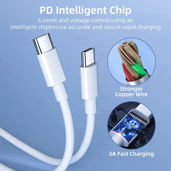 Кабель Type-C to Type-C 60W, 2 м, білий Київ - фото 3