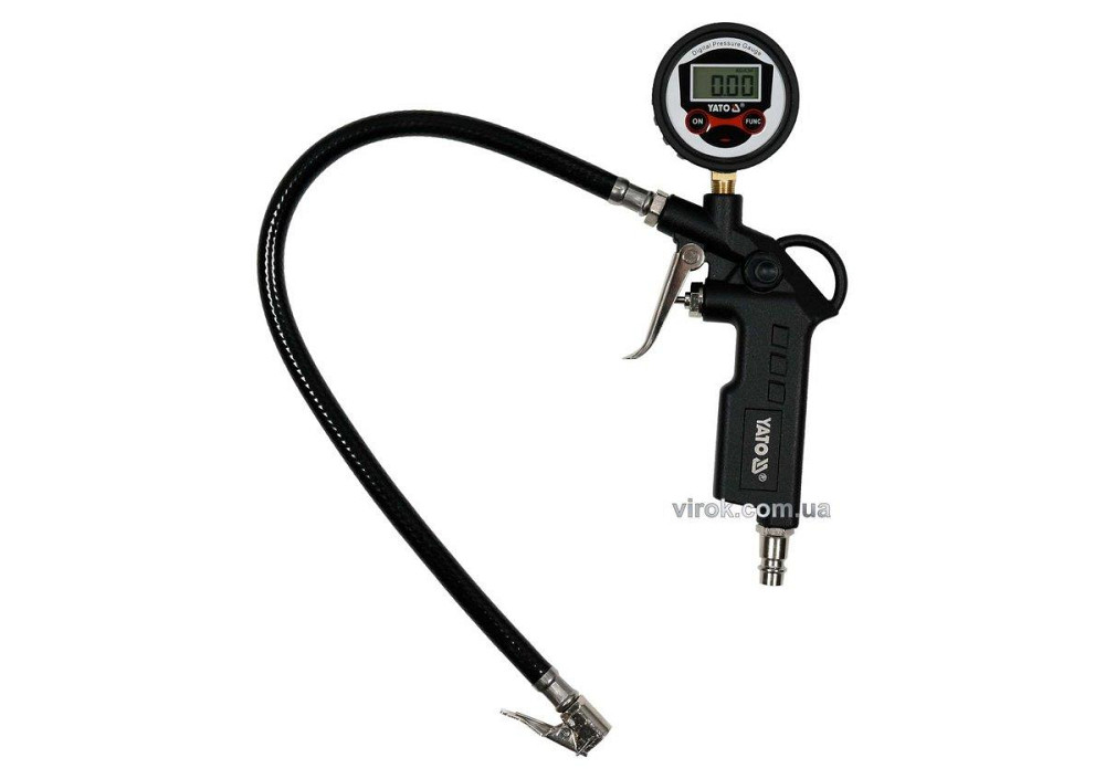 Пістолет для накачування шин YATO з цифровим LCD манометром P ≤ 0.8 MPa, Ø= 1/4