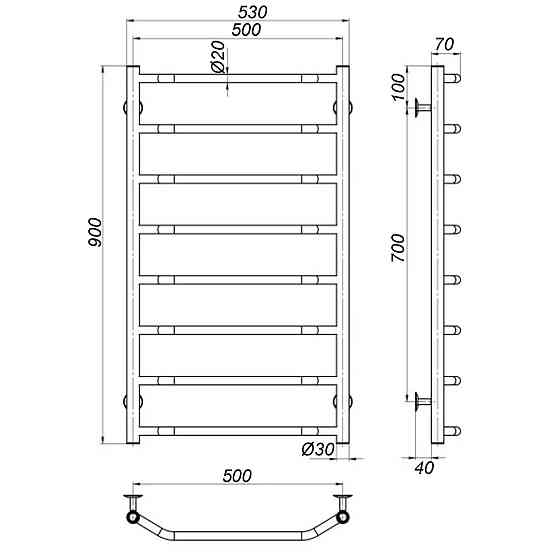 Рушникосушарка UNIO LT EU 900-500-8 Драбинка Трапеція електро Київ