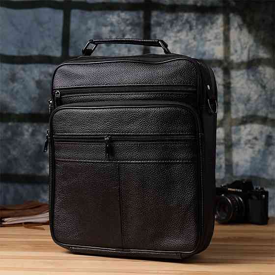 Сумка чоловіча з ручкою для перенесення в руці з натуральної шкіри Чорний (Vintage) Київ