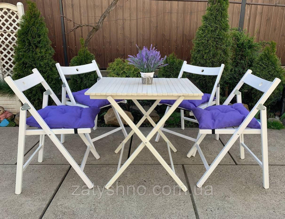 Дерев'яні букові меблі для вулиці білого кольору Київ - фото 3