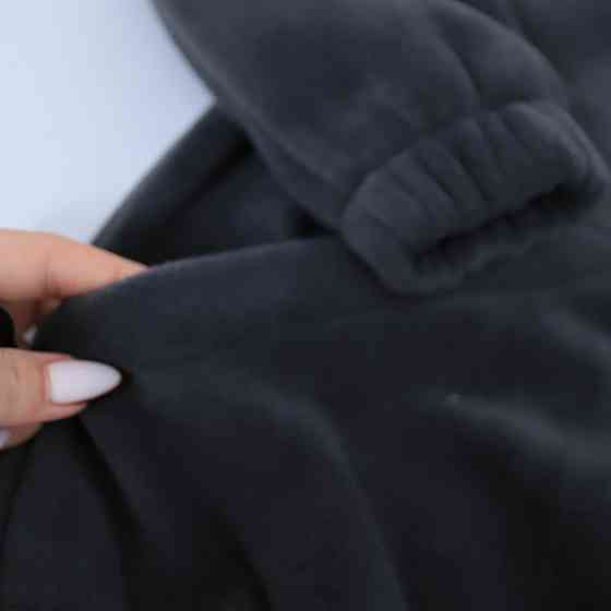 Дитячий теплий костюм із полотру флісу (худі з капюшоном + штани) Графіт 80 Кам'янець-Подільський