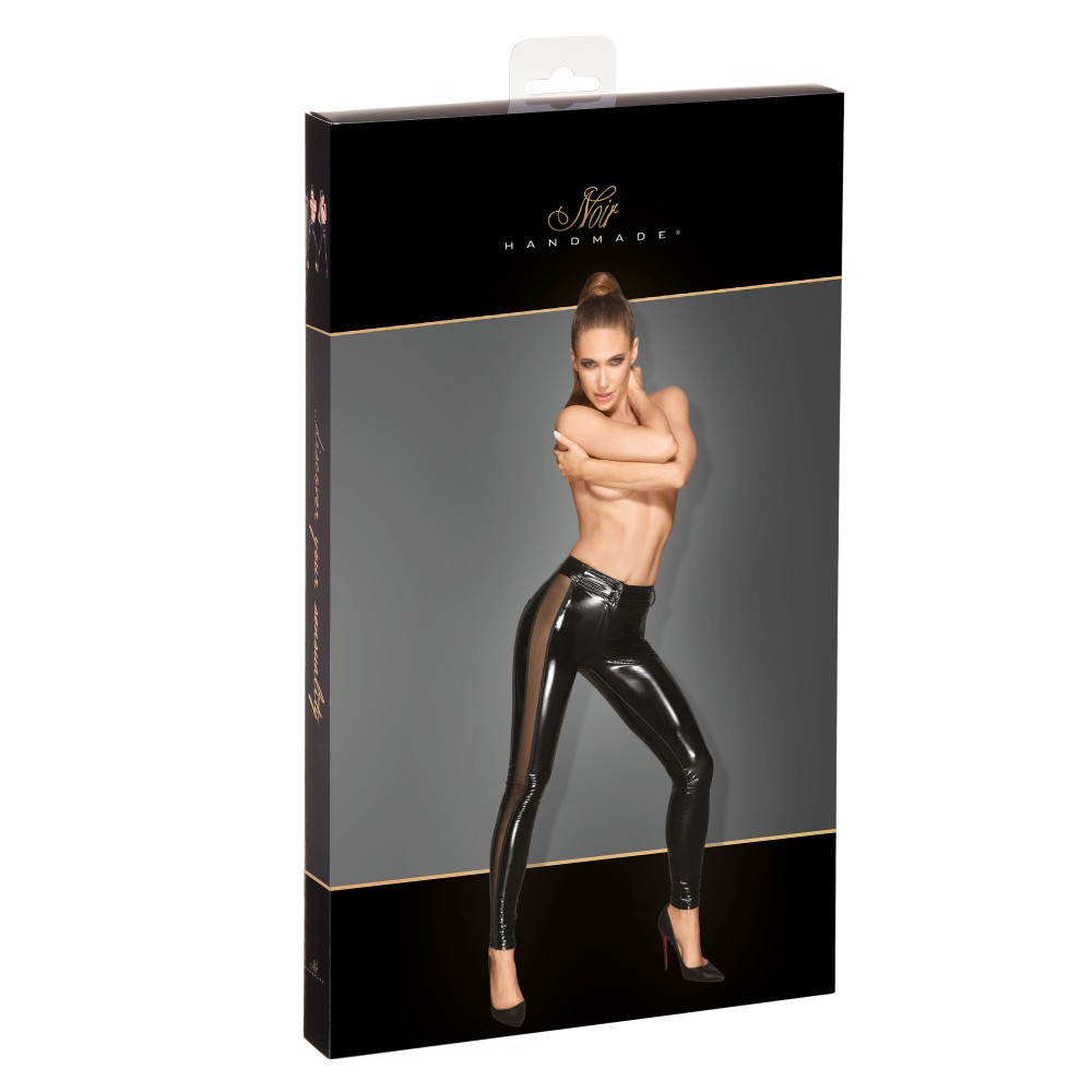 Брюки виниловые с боковой сеткой F202 Noir Handmade S Sex Aura Киев - изображение 3