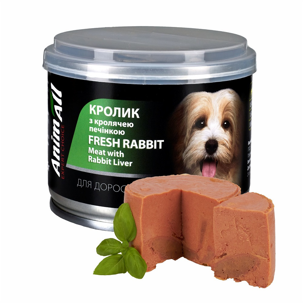 Вологий корм AnimAll АнімАлл кролик з кролячою печінкою для собак, 195г Київ - фото 1