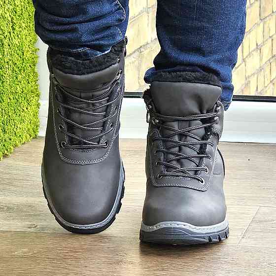Черевики Зимові Чоловічі на хутрі Сірі Зима Хутро Прошиті (розміри: 40,41,42,43,44,45) Відео Огляд Дніпро