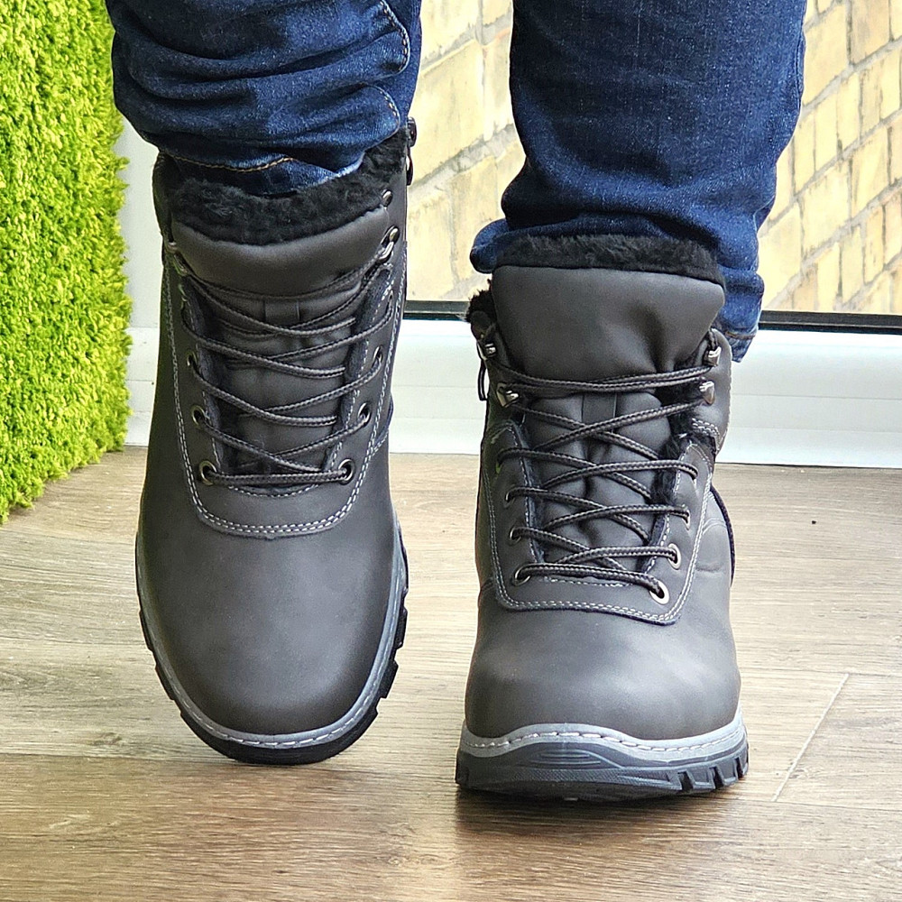 Ботинки Зимние Мужские на Меху Серые Зима Мех Прошитые (размеры: 40,41,42,43,44,45) Видео Обзор Днепр - изображение 2