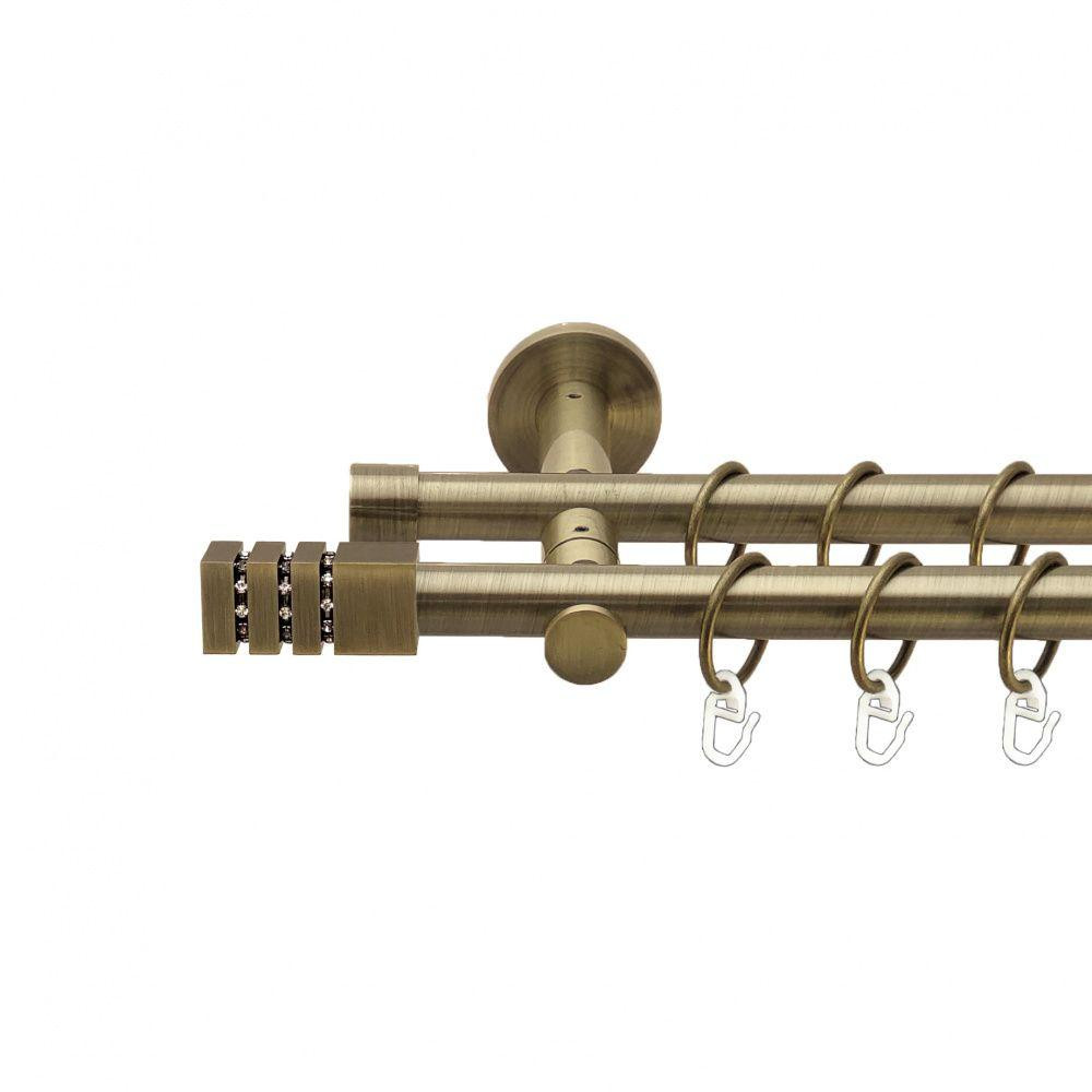 Карниз Orvit Ацтека металевий дворядний реверсивний гладка труба кільце металеве Антик 19\19 мм 200 см (00-00013321) Львів - фото 1