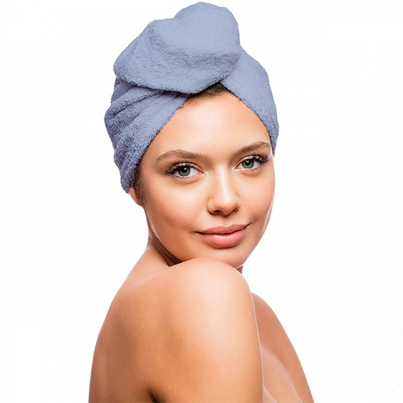 Полотенце для волос тюрбан махровый YouStar 75х26 см 100% Хлопок 400г/м2 (Голубой) Сумы - изображение 5