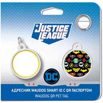 Адресник для животных WAUDOG Smart ID с QR паспортом "Супергерои логомания", круг 25 мм (0625-1014ru-eng) Винница