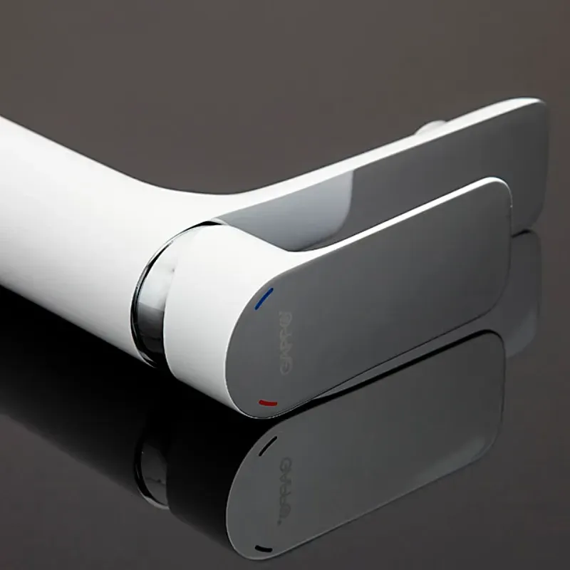 Змішувач для умивальника GAPPO G1048 білий/хром Київ - фото 5