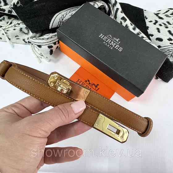 Кожаный женский ремень тауп Hermes Гермес (280-1) Киев