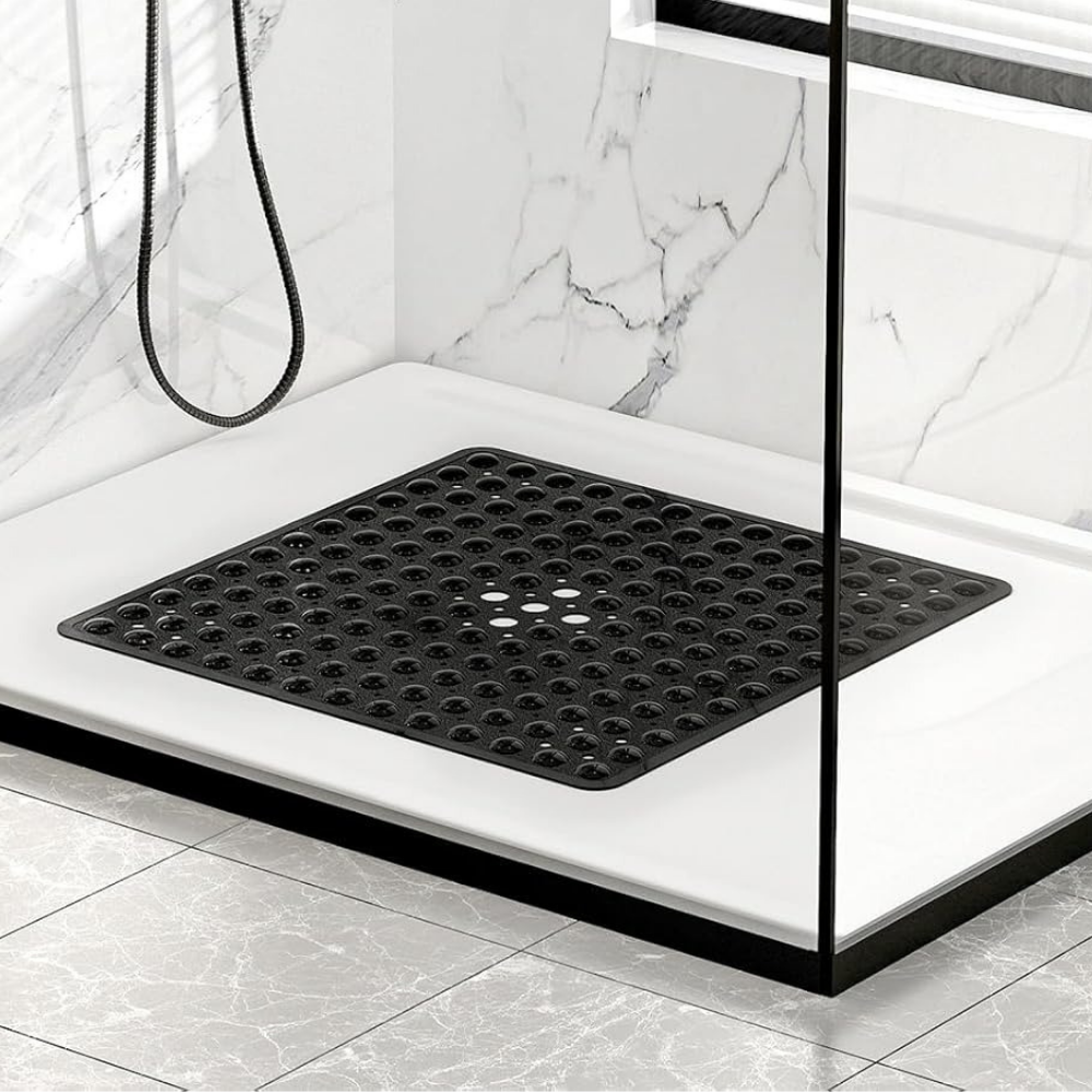 Коврик для ванной комнаты и душа, силиконовый, антискользящий Bathlux 53х53 см на присосках,чёрный Каменец-Подольский - изображение 2