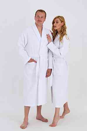 Чоловічий вафельний халат Ideal Textile довгий білий XXXL Чернівці