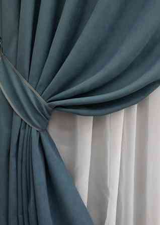 Комплект готовых штор VR-Textil Микровелюр Petek № 1489ш Серо-голубой 150х290 см 2 шт (33-0362) Киев