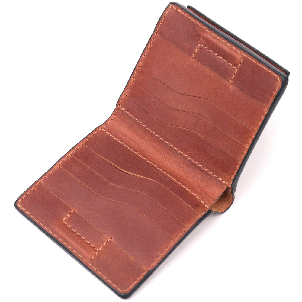 Мужской кошелек из винтажной кожи с монетницей Слава ЗСУ GRANDE PELLE 16756 Светло-коричневый Киев - изображение 9