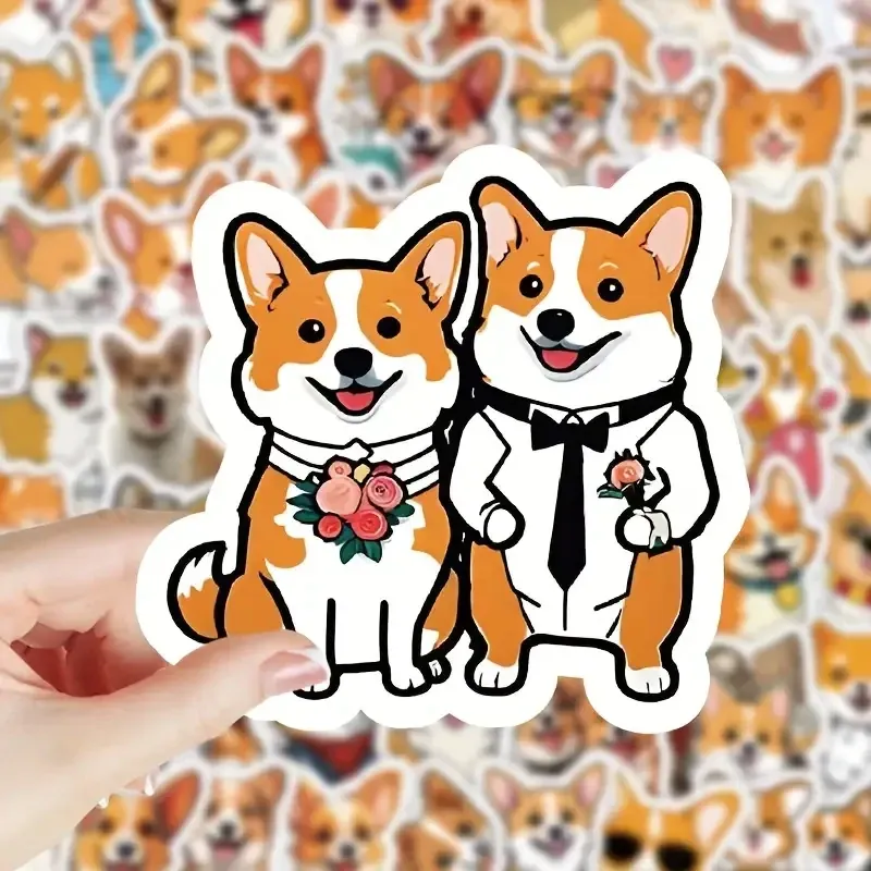 Набор наклеек «Корги» – 50 шт. виниловые водостойкие стикеры с милыми собачками Киев - изображение 4