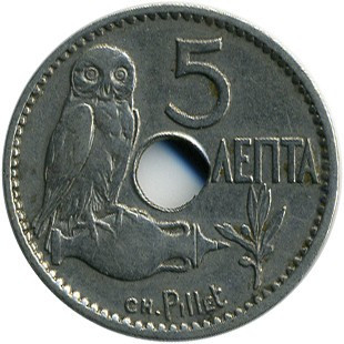 Греция 5 лепт, 1912 Полтава - фото 1