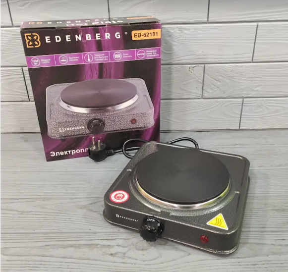 Електрична одноконфорочна дискова плита Edenberg EB-62181, потужність 1000 Вт. Одеса - фото 1