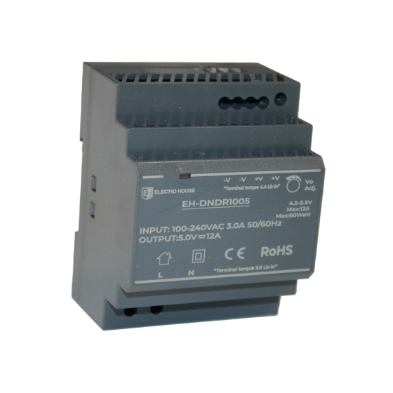 Блок питания на DIN-рейку 60 Вт 12 А 5В Днепр